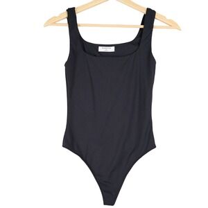 Babaton Aritzia Square Neck Thong Bodysuit Black XS Sleeveless Stretch Top